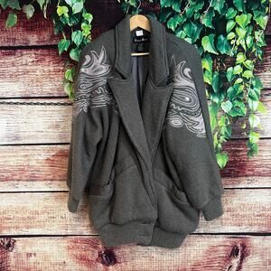 Vintage Richard Martin Mohair Wool Cardigan Sweater Large Gray Chunky Sweater
